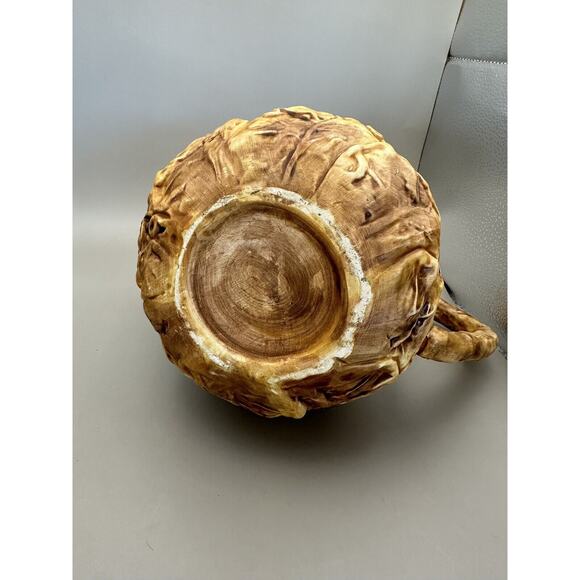 Unique Vintage Blue Sponge Glazed Matte Leaf Applied Pitcher Majolica Style 7" - Picture 7 of 8